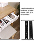 Two Pack Heavy Duty Stainless Steel Drawer Slides with Vibration Reduction shown with desk drawer installation