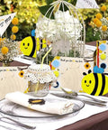 Bee Birthday Party Decor Kit With 24 Wooden Bee Craft Kits To Paint For Party Favors And Bee Themed Gifts Includes Paints Brushes And Thank You Cards Totally Fun For Honey Baby Shower Decorations And Creative Diy Party Activities on table