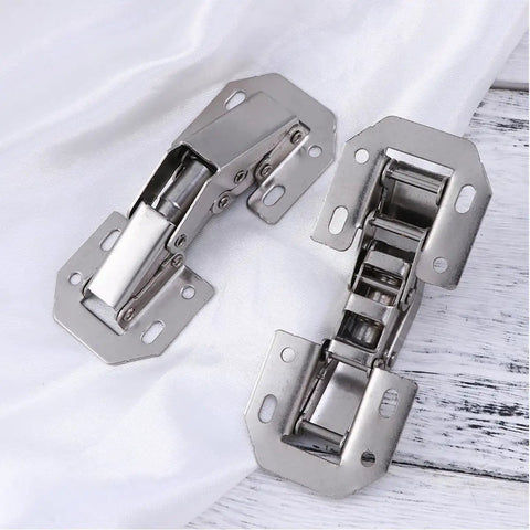 Six Pack 4 Inch Thickened Metal Cabinet Door Hinges for Kitchen and Home, Heavy Duty Steel Cupboard Hinges, displayed on a surface