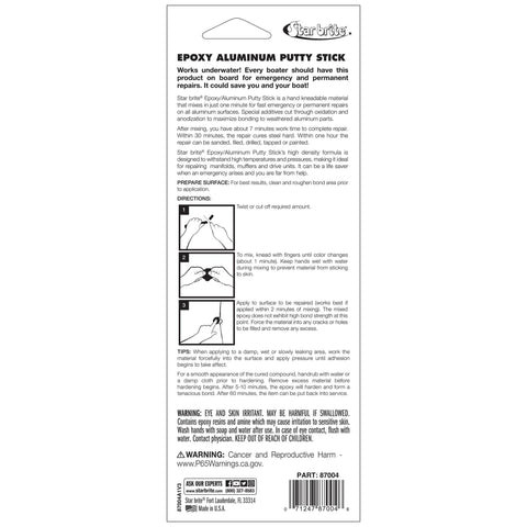 Packaging of Waterproof Epoxy Aluminum Putty Stick for Quick Permanent Repairs on Boats RVs Outdrives and Tanks That Work Underwater