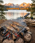 Outdoor Grill Basket For Fish, Shrimp, Veggies And Meat, Stainless Steel With Detachable Heat Resistant Handle over campfire