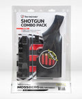 Ambidextrous 12 Gauge Pump Shotgun Buttstock And Forend Combo Pack With Easy No Gunsmithing Install in Black packaging