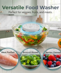 Produce Cleaner For Fruits And Veggies Upgraded Washing Device with vegetables in a glass bowl on kitchen counter