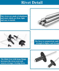 Rivet details of 210 Piece Black Pop Rivet Kit With Large Flange Aluminum Rivets In Seven Sizes One Eighth Inch Three Sixteenths Inch One Quarter Inch For DIY Projects Pro Grade Auto Repairs And More Case Included, showing large flange and durability.