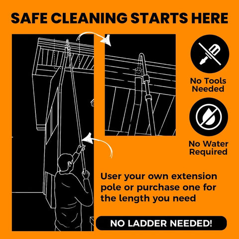 Gutter Cleaning Tool Attachment No Ladder Needed That Unclogs Downspouts From The Ground Flexible Clog Remover For Home Gutter Services And Roof Leaf Removal