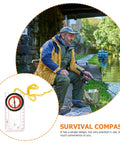 Multipurpose Hiking Compass Ruler For Outdoor Navigation And Adventure Pocket Sized Direction Tool with fisherman by riverside