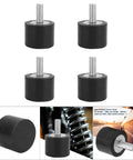 VE40 Linear Rubber Vibration Mounts 4 Pack Built Tough With High Tensile Strength Rubber Bobbin For Machinery And Fitness Equipment, Smooth Vibration Isolation And Quiet Operation, 40x30 Base With M10x25 Threads, four black mounts