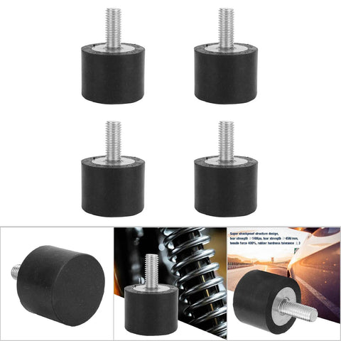 VE40 Vibration Rubber Mounts 4 Pack For Automotive Machinery And Fitness Equipment Beefed Up Shock Absorbers With 30 Mm Outer Diameter And M10 By 25 Mm Stud Durable Vibration Damping Mounts, black rubber cylinders with threaded stud