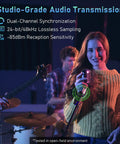 Musician using Wireless XLR Mic System For Dynamic Mics With Plug-On Transmitter And Receiver, 100ft Range, performing on stage
