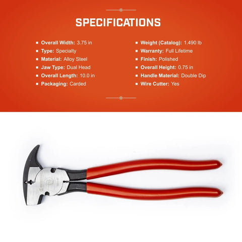 Beefy Dipped Handle Pliers For Wire Cutter And Staple Puller With Angled Head For Offset Cuts And Solid Joint Design Ergonomic Grip Premium Fence Tool For Home And Pro Use