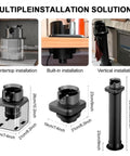 Heavy Duty Automatic Electric Knock Box For Espresso with installation options for countertop, built-in, and vertical setups.