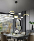 Modern Farmhouse Black And Gold LED Pendant Light 7 Light Sputnik Chandelier Dope Modern Ceiling Fixture For Dining Room