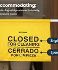 Built Different Two Pack Bilingual Restroom Closed Sign Heavy Duty Polyester door barricade with English Spanish messaging.