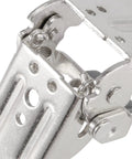 Close-up of Tough As Nails Foldable Support Brackets With Self Lock Hinges, showcasing the latch mechanism and nickel plated steel.