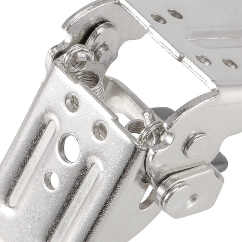 Close-up of Tough As Nails Foldable Support Brackets With Self Lock Hinges, showcasing the latch mechanism and nickel plated steel.