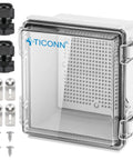 Waterproof Electrical Junction Box IP67 ABS Plastic Enclosure With Hinged Cover Mounting Plate Wall Brackets And Cable Glands built tough