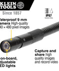 ET16 Borescope With 8mm Camera showing waterproof feature and LED lights, suitable for tight spaces and digital inspection.