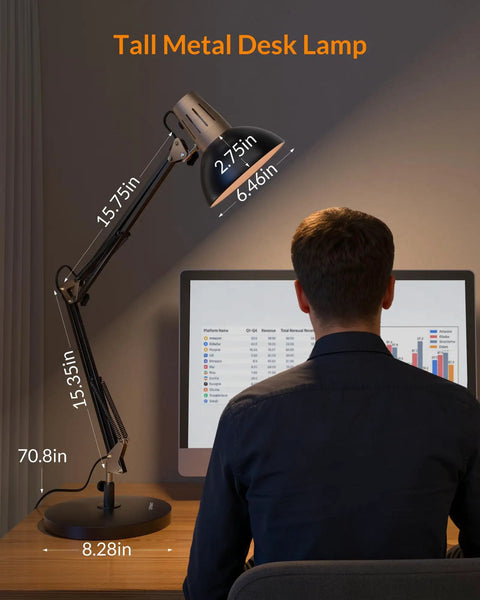 Rock Solid Metal Desk Lamp With Swing Arm And Clamp For Home Office Reading Light Built Tough Base Adjustable Task Lighting That Hits Different On Any Modern Workspace Desk