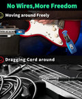 2.4GHz Wireless Guitar System With Transmitter And Receiver, Rechargeable, 270 Degree Rotatable Plug shown on electric guitar