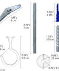 Heavy Duty Ceiling Swag Hooks Set, White 4 Pack For Plants And Lights, Zinc Alloy Hangers With Anti Slip Coating, parts dimensions