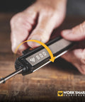Hands using Upgrade Kit For WSBCHPAJ Knife Sharpener With Seven Abrasives Grits 220 320 400 600 800 Diamond Fine Ceramic