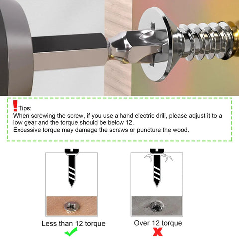 Demonstration of Size 4 Flat Head Wood Screws Assortment Kit 420 Pcs Stainless Steel 304 Phillips for cabinet hinge mounting