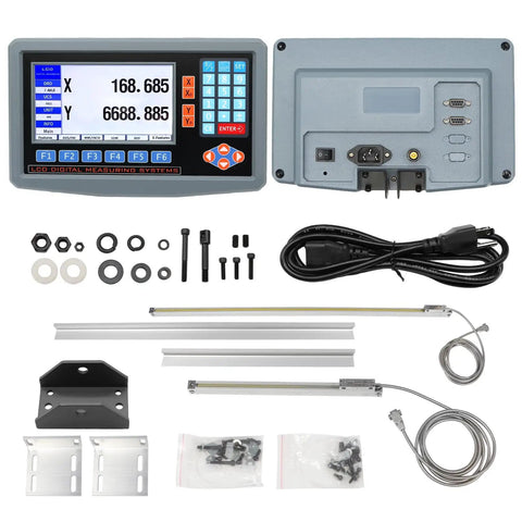 Two Axis DRO Kit With Digital Readout For CNC Milling Machines And Metal Lathes 350mm And 700mm Linear Scales Display