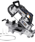 Powerful 10 Amp Portable Band Saw With Lightweight Aluminum Base 5 Inch Deep Cut Variable Speed Handheld Automatic Cut Carrying Wheels
