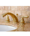 Magellan Widespread Bathroom Faucet 8 Inch Adjustable Center Polished Brass Solid Brass Construction on marble countertop