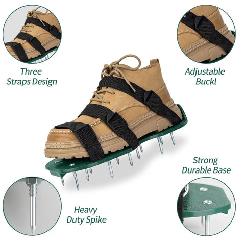 Heavy Duty Lawn Aerator Shoes With Upgraded Adjustable Buckle Straps For Deep Spike Aeration Of Grass In Yard Garden And Patio