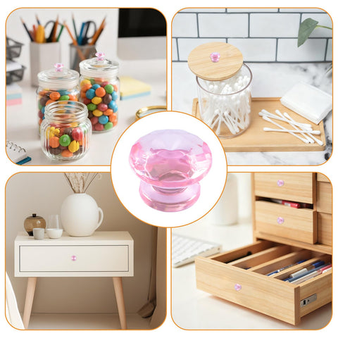 Mini Acrylic Pull Knobs 24 Pack Diamond Shaped Self Stick No Drilling Pink DIY Friendly Decorative Handles For Closet Dresser Boxes Gift Cases And Small Furniture Crystal Clear Hardware on furniture and jars