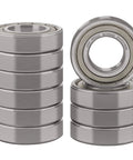 6205ZZ double-sealed deep groove ball bearings, 10-pack, 25x52x15mm, chrome steel, front/side views
