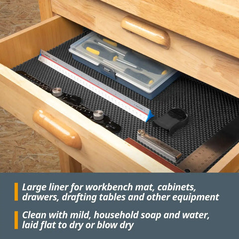 Heavy Duty Non Slip Mat For Workshop And Workbench 24 By 48 Inch Grippy Anti Slip Grip Pad for woodworking in a drawer