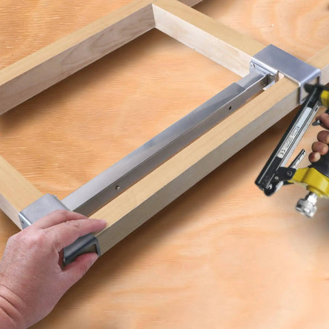 FytStycale Heavy Duty Adjustable Angle Corner Clamp For Carpentry Framing Jig, 16 To 24 Inches, being used on wooden frame.