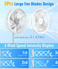 Foldable Portable Oscillating Fan With 8000mAh USB C Battery Quiet Remote Desk Fan 8.6 Inch airflow settings