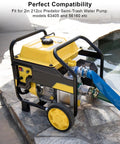 AUGREX 2in mechanical water pump, yellow engine, black wheeled frame with blue hose attached