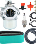 Carburetor Tune Up Kit for Briggs and Stratton Engines 12HP to 13HP with carb, air filter, spark plug, and hoses.