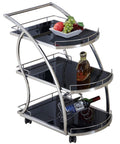 Sturdy Kick Back Kitchen Wine Storage Cart With Heavy Duty Smooth Roll Swivel Casters And Adjustable Leveling Feet. Multi tier glass trolley with fruits and liquor.