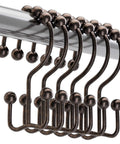 Rust Resistant Double Glide Shower Curtain Hooks Set Of 12 In Bronze Finish on shower rod