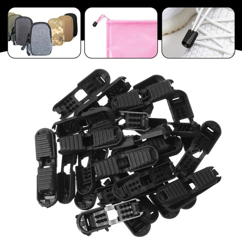30 Piece Shoelace End Tips Cord Lock Clips Set With Zipper Pull Tabs For Paracord Backpacks And Running Shoes No Fuss No Tie Quick Clips For Triathlon Marathon Gear Durable Plastic End Caps And Replacement Tips For All Your Lacing Needs, black plastic