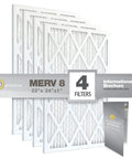 Pack of 4 Pleated Replacement Air Filter for AC and Furnace 21.5 by 23.5 Inches MERV 8 Pollen and Dust Control with brochure