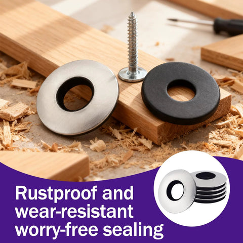 Ranstac stainless steel bonded sealing washers with neoprene/EPDM inner seal; two washers and a screw on wood