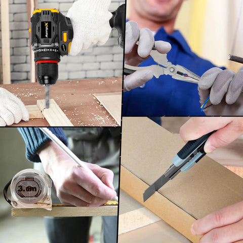 Brushless 20V Cordless Drill Set With 2 Batteries Lightweight 1.8 Pound Tool used in DIY wood and metal projects