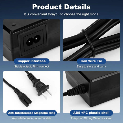 54.6V 2A Universal Electric Scooter And E Bike Charger With Three Plug Types Replacement Charger For 48V Batteries Gotrax F1 F2 F5 And Other 54.6V Battery Scooters Plug And Play Ready