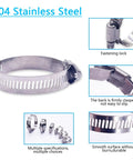 24 Piece Stainless Steel Hose Clamps Kit For Auto And Plumbing, clamp details showing fasten lock and smooth surface
