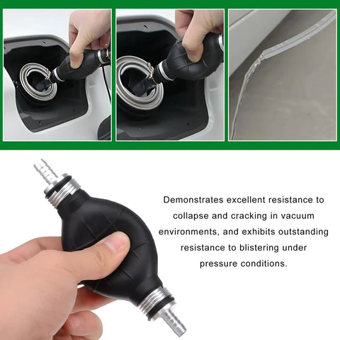Built Tough Fuel Line Hand Primer Bulb That Pumps Smooth On Gas Or Diesel Engines 8mm X 516 Inch held near fuel tank.