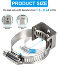 Two Pack Adjustable Sign Mounting Brackets for Poles 1.3 to 2.24 Inches, Rust Resistant Street Sign Hardware, stainless steel strap close-up.