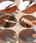 Leather Sewing Kit With Waxed Thread, Needles, Awls And Hand Stitching Tools For DIY Leather Projects, tools in use