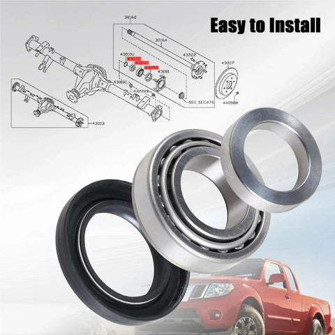 Rear Axle Bearing Inner Spacer Oil Seal Kit For Nissan Titan 2004-2007, Frontier 2005-2017, Xterra 2006-2015 with diagram