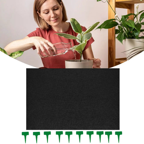 Automatic Gardening Capillary Mat With Labels 47x39 Inch plant water wicking mat for indoor seedlings with green labels visible